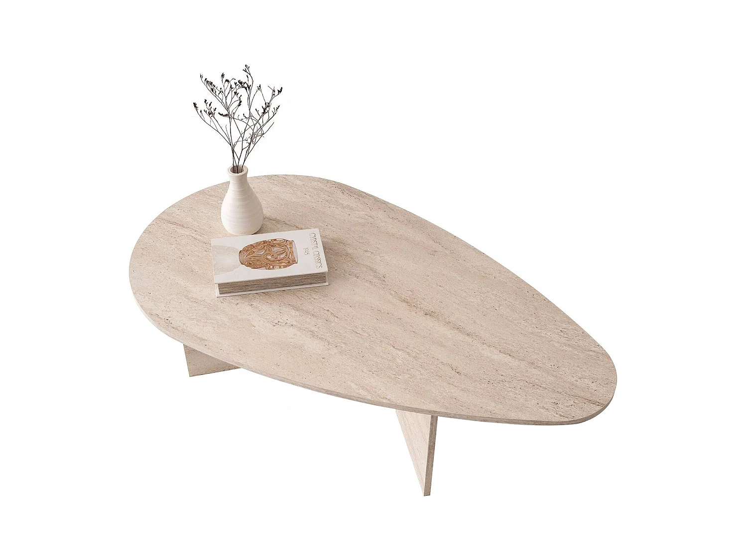 Mesa de centro - Efecto travertino beige - LOMARETI