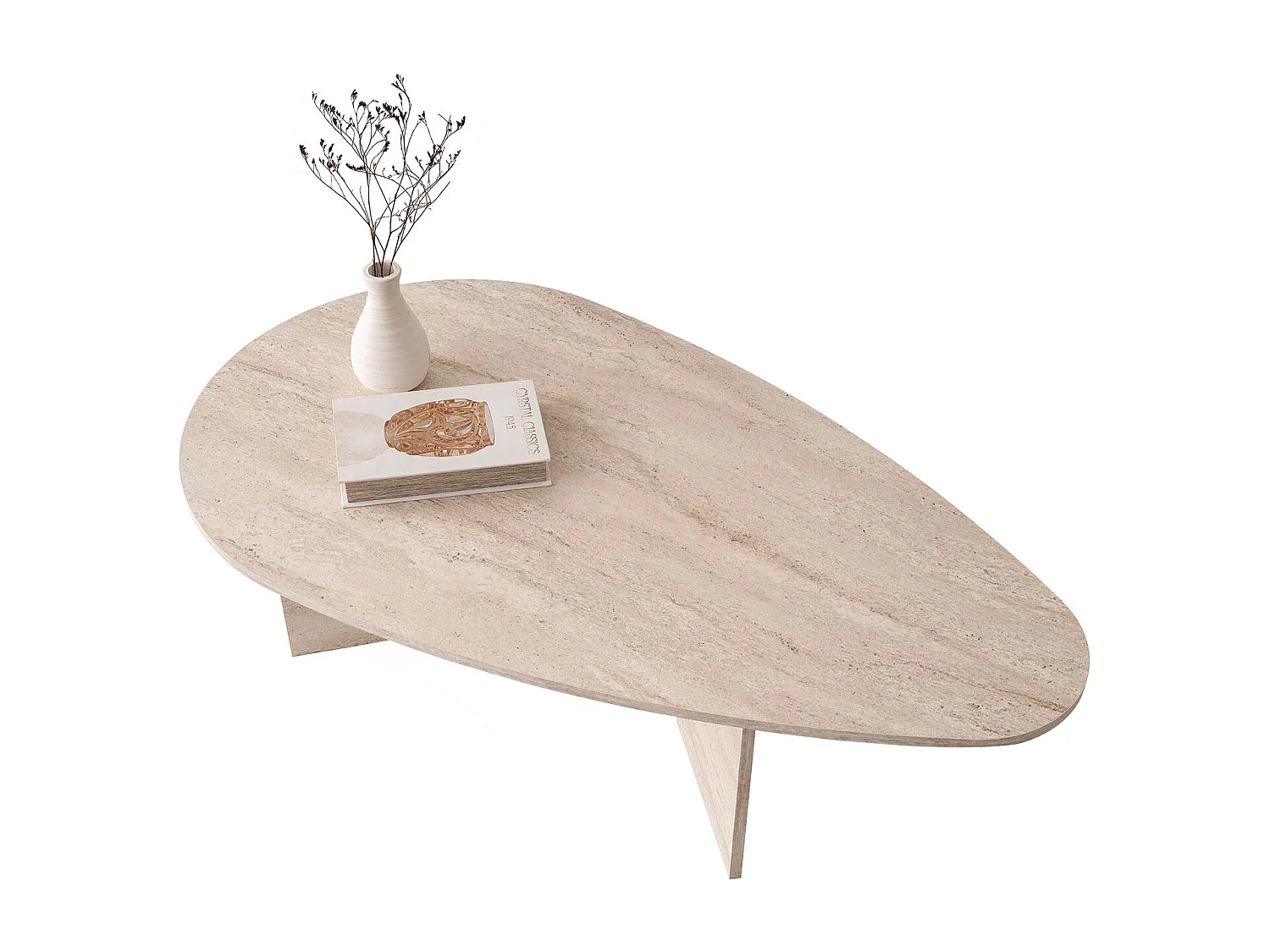Table basse - Effet travertin beige - LOMARETI