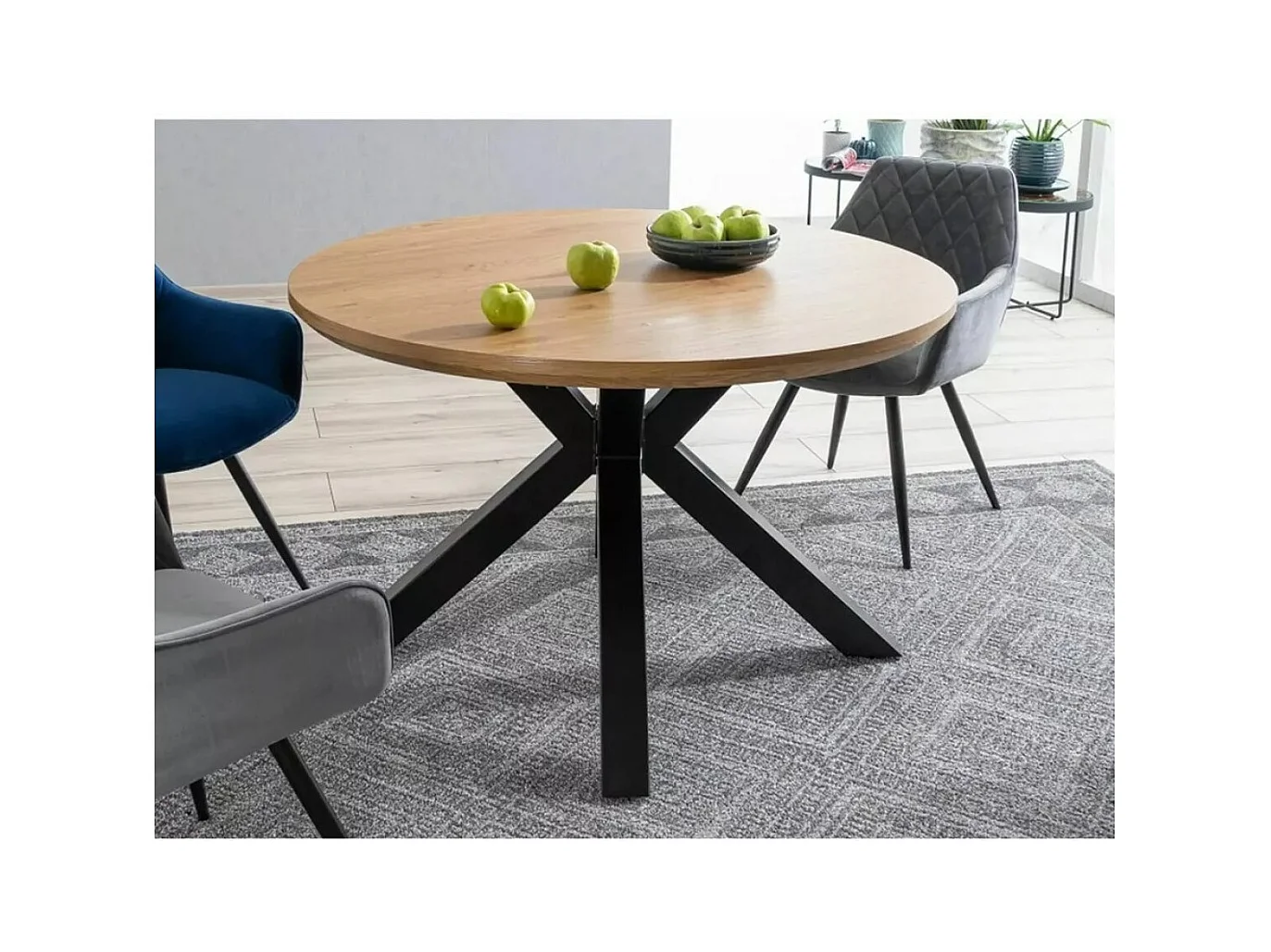 Table à manger Ritmo (120x77)/Plateau en bois + placage/Ronde/Marron et noir