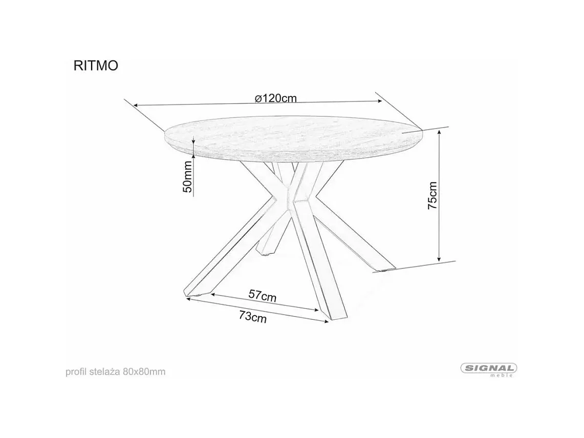 Table à manger Ritmo (120x77)/Plateau en bois + placage/Ronde/Marron et noir