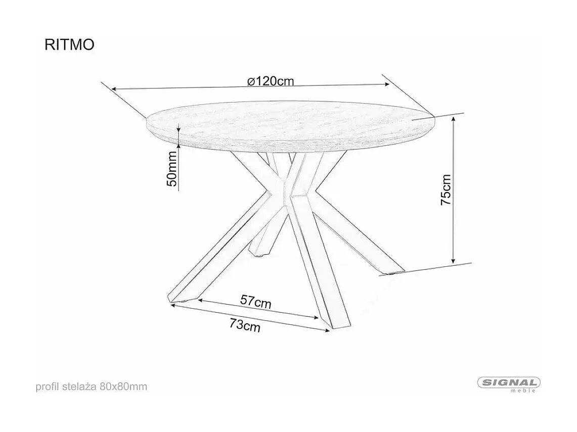Table à manger Ritmo (120x77)/Plateau en bois + placage/Ronde/Marron et noir
