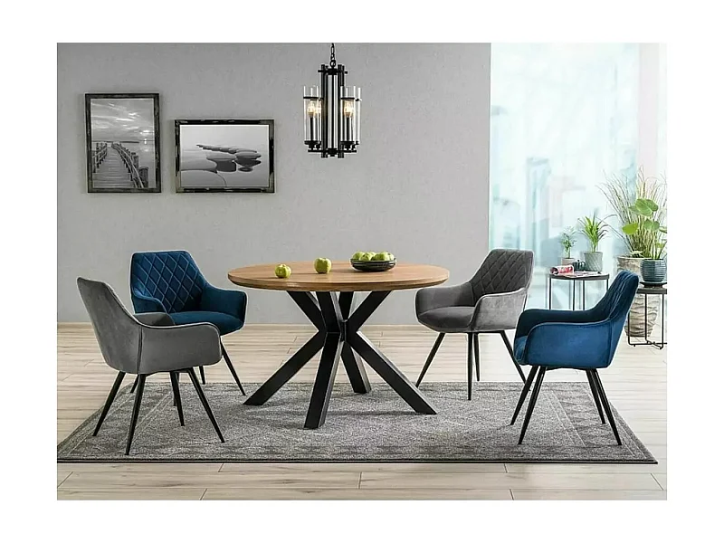 Tavolo da pranzo Ritmo (120x77)/Piano in legno + impiallacciatura/Rotondo/Marrone e nero