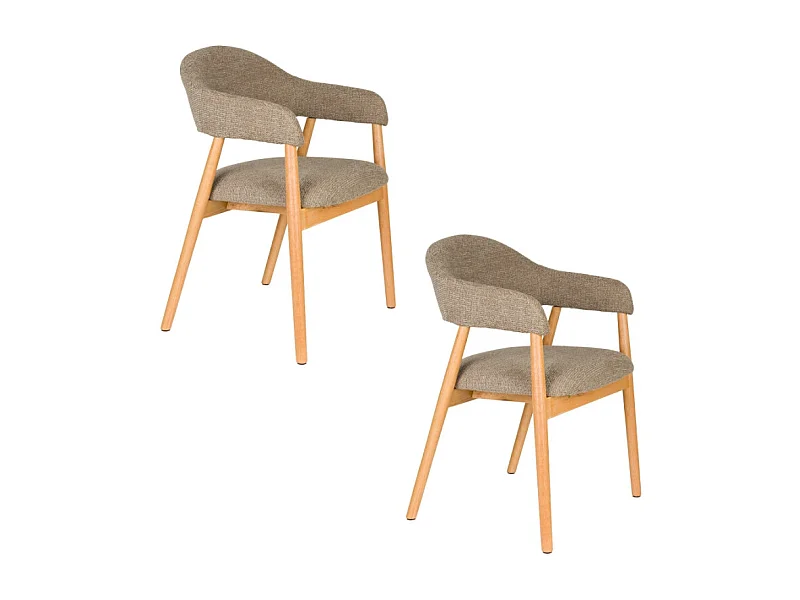 Fauteuil rembourré en tissu et bois Indy lot de deux