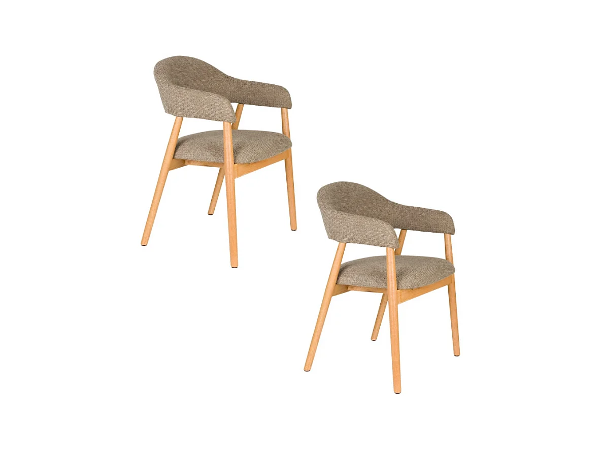 Fauteuil rembourré en tissu et bois Indy lot de deux