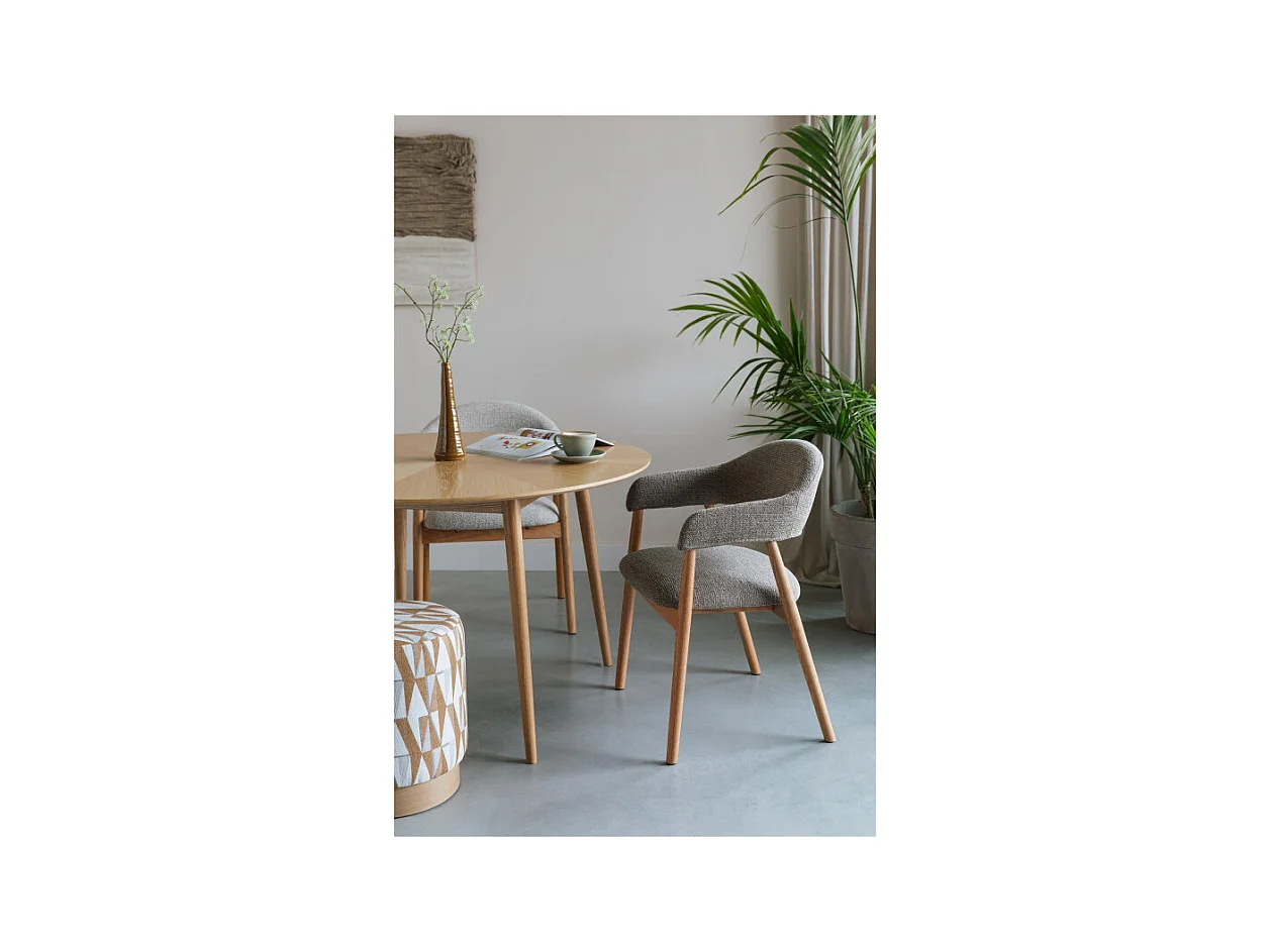 Fauteuil rembourré en tissu et bois Indy lot de deux