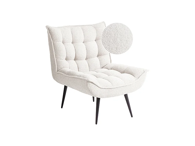 Fauteuil ALVESTA Bouclé Blanc