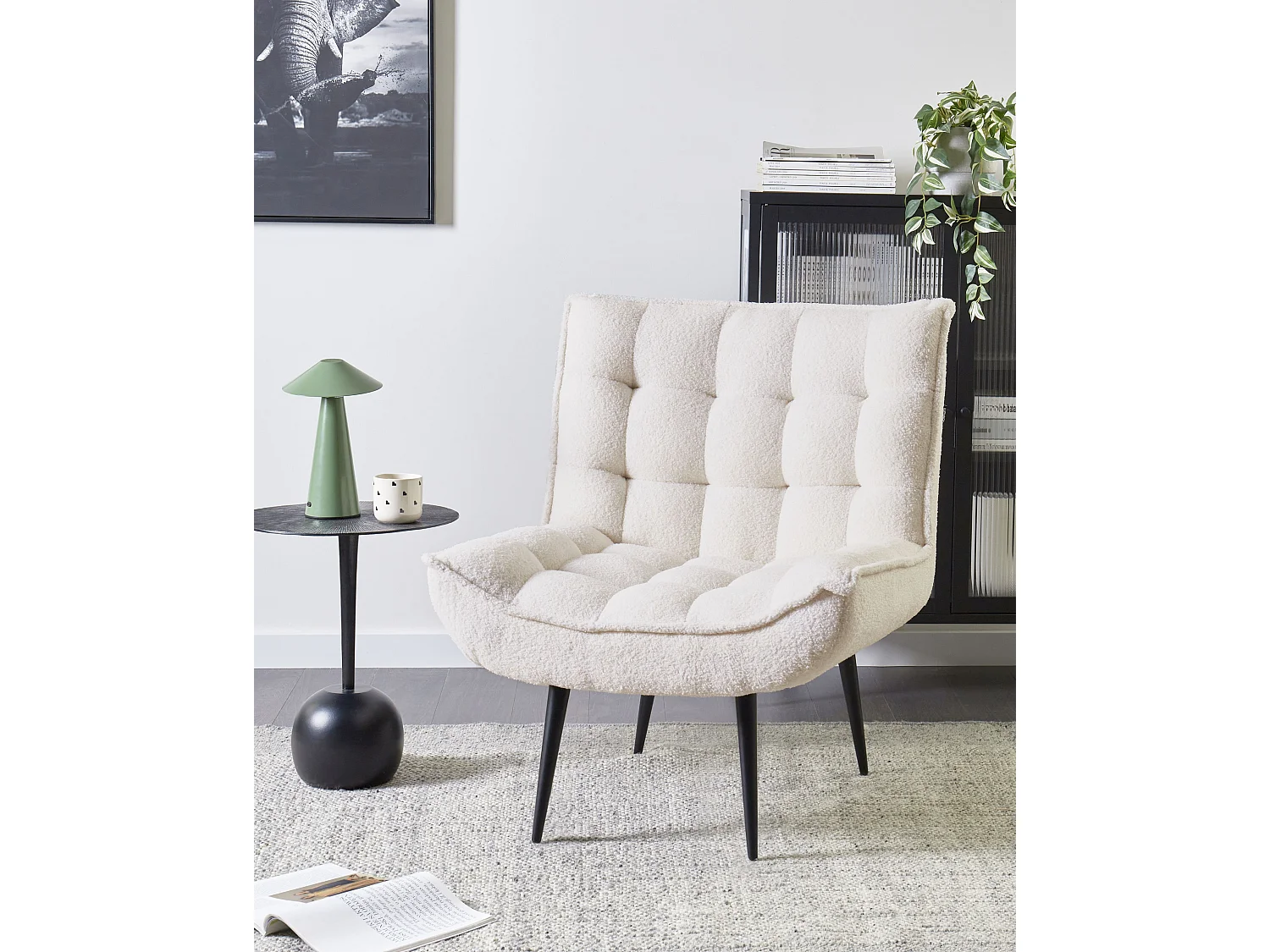 Fauteuil ALVESTA Bouclé Wit