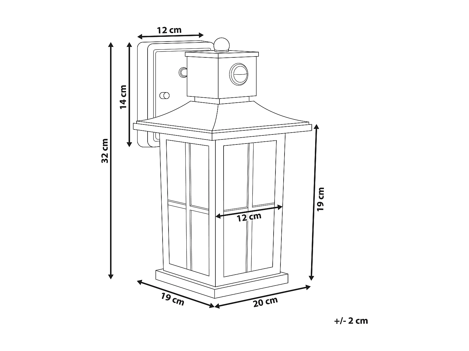 Lampe murale pour l'extérieur AZMAK Avec détecteur de mouvement Noir