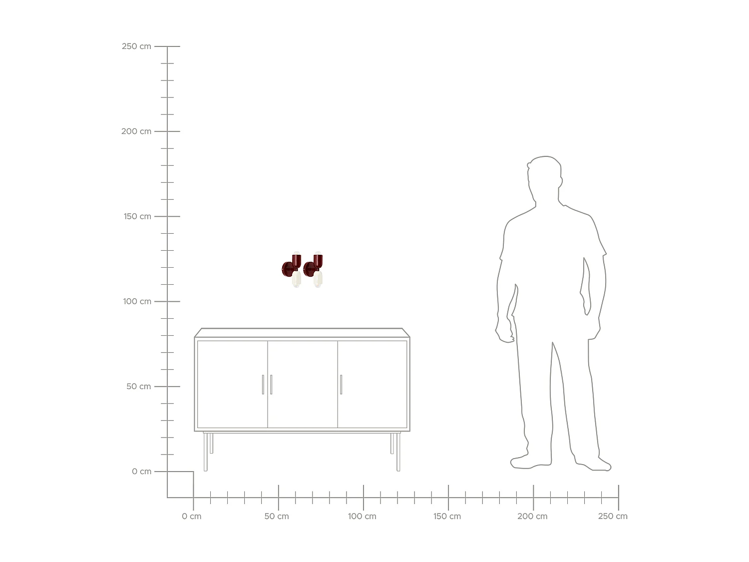 Wandlampe 2er Set TOPI Metall Rot