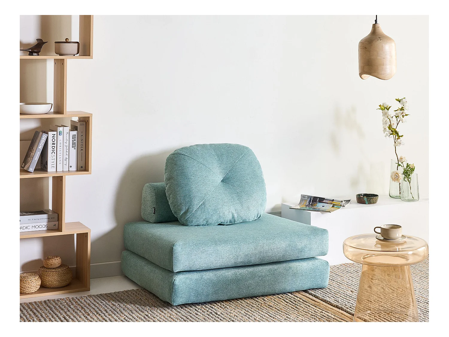 Fauteuil convertible OLDEN Tissu Vert menthe