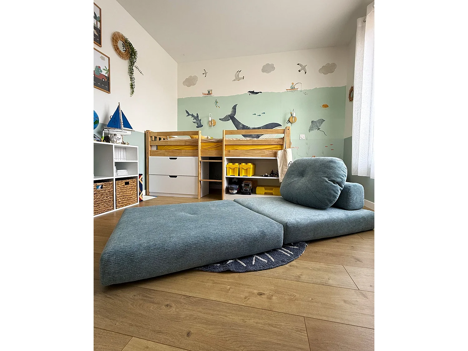 Fauteuil convertible OLDEN Tissu Vert menthe