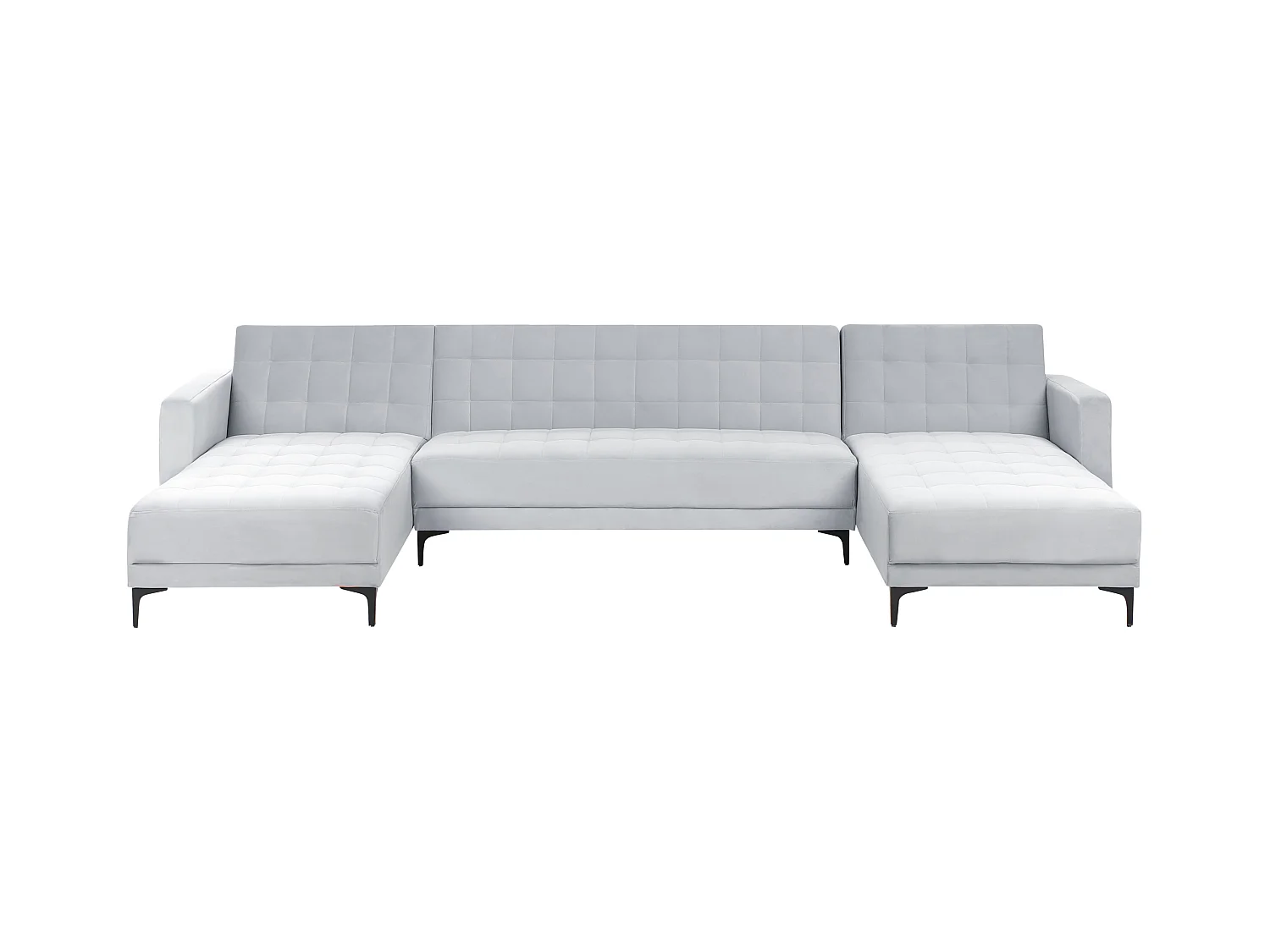 Canapé-lit modulable en forme de U 5 places ABERDEEN Velours Gris clair