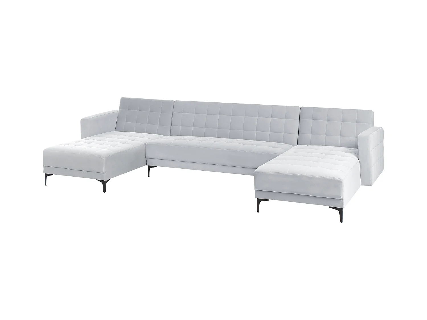 Canapé-lit modulable en forme de U 5 places ABERDEEN Velours Gris clair