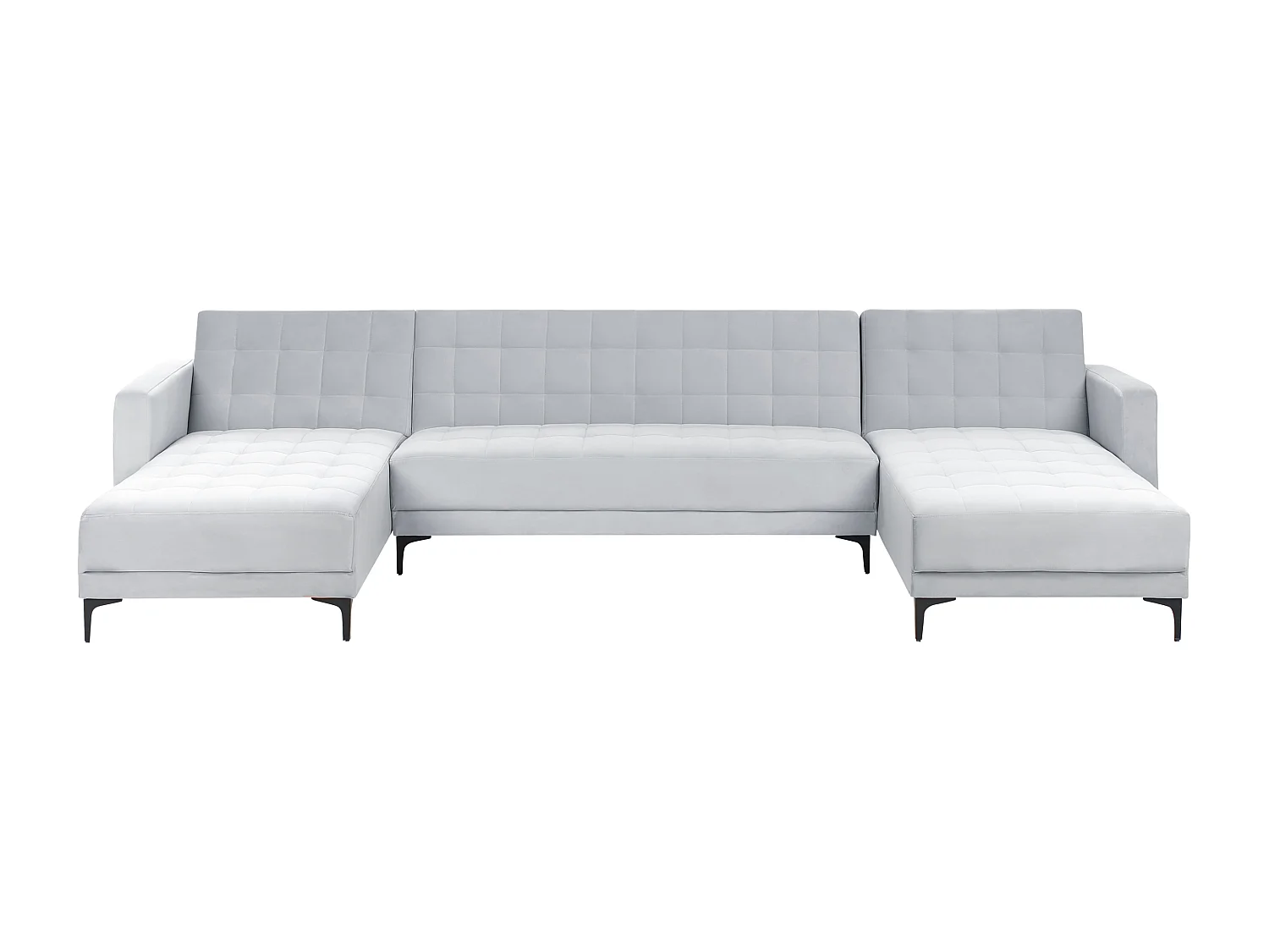 Canapé-lit modulable en forme de U 5 places ABERDEEN Velours Gris clair