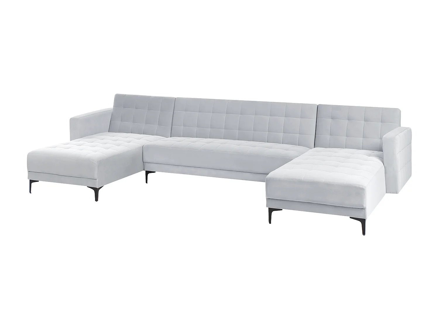 Canapé-lit modulable en forme de U 5 places ABERDEEN Velours Gris clair