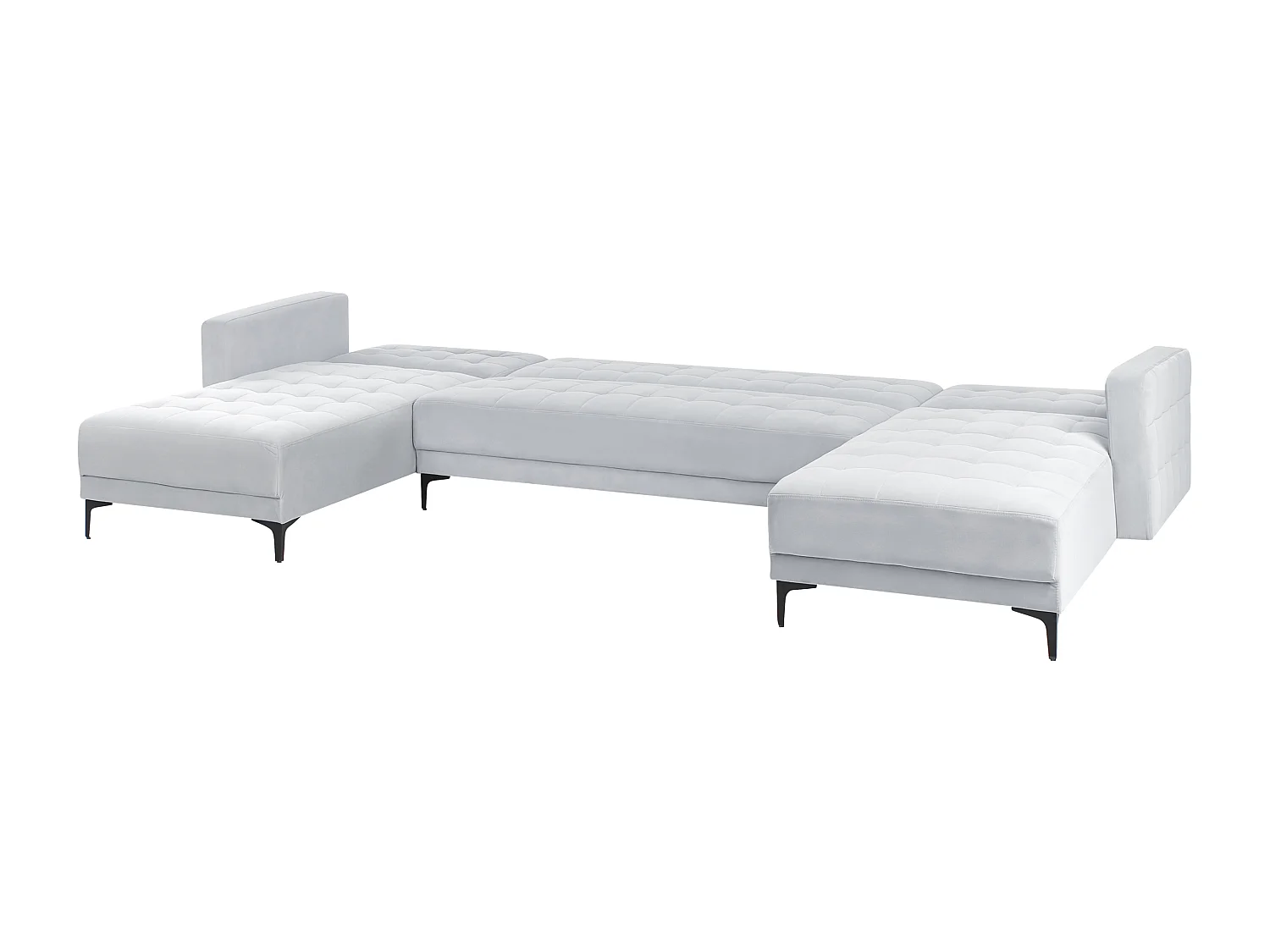 Canapé-lit modulable en forme de U 5 places ABERDEEN Velours Gris clair
