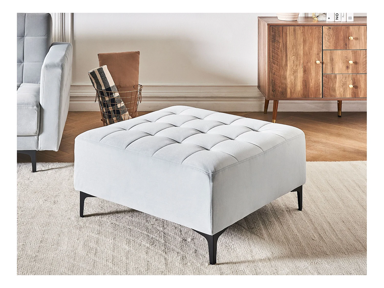 Otomana ABERDEEN Terciopelo Gris claro