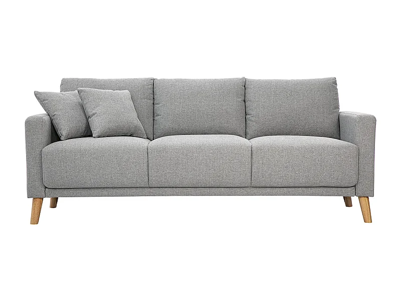 Canapé 3 places en tissu gris et bois clair MUNIK