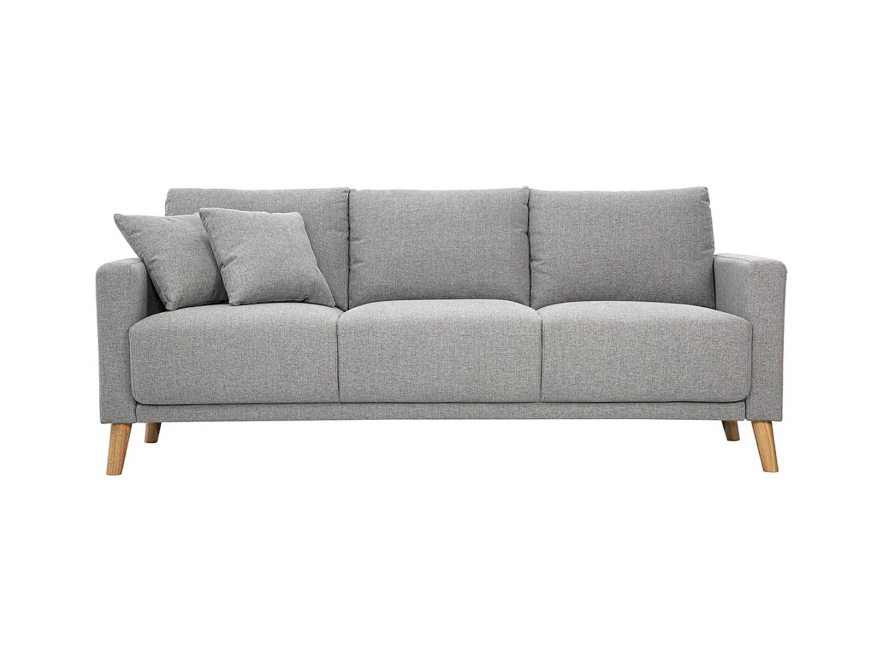 Canapé 3 places en tissu gris et bois clair MUNIK