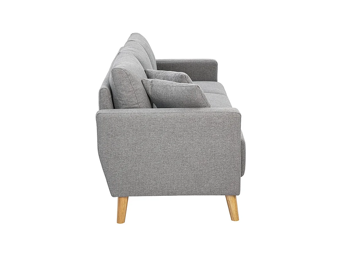 Canapé 3 places en tissu gris et bois clair MUNIK