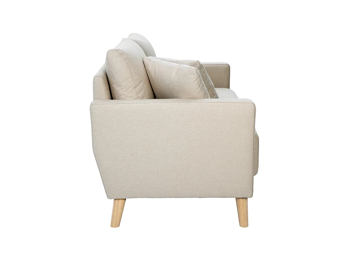 Canapé 2 places en tissu beige et bois clair MUNIK