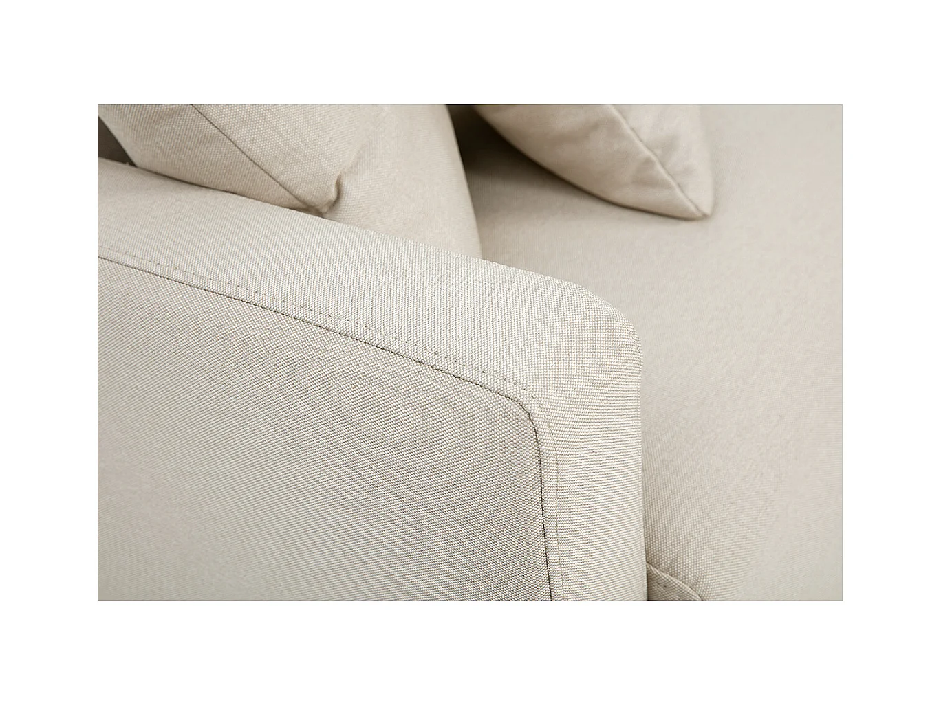 Canapé 2 places en tissu beige et bois clair MUNIK