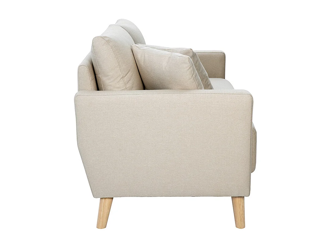 Canapé 2 places en tissu beige et bois clair MUNIK