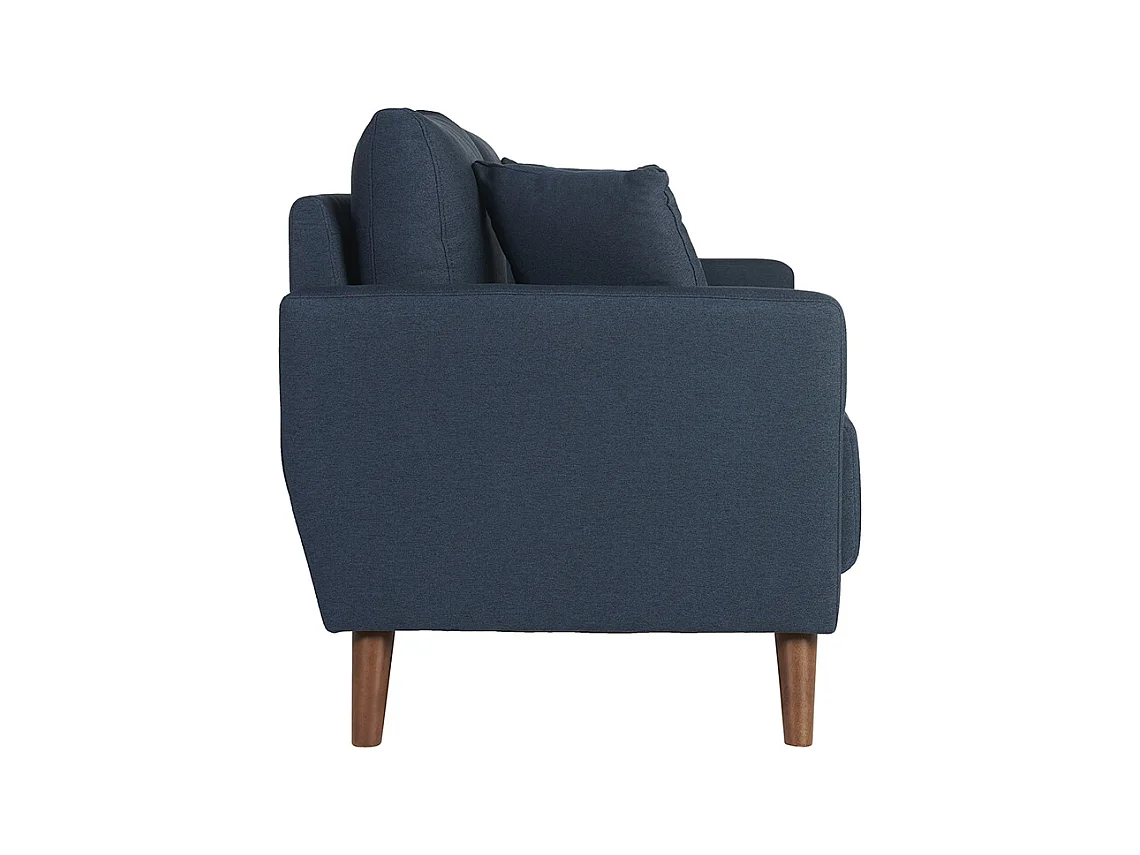 Sofá de 2 plazas de tela azul oscuro y madera oscura MUNIK