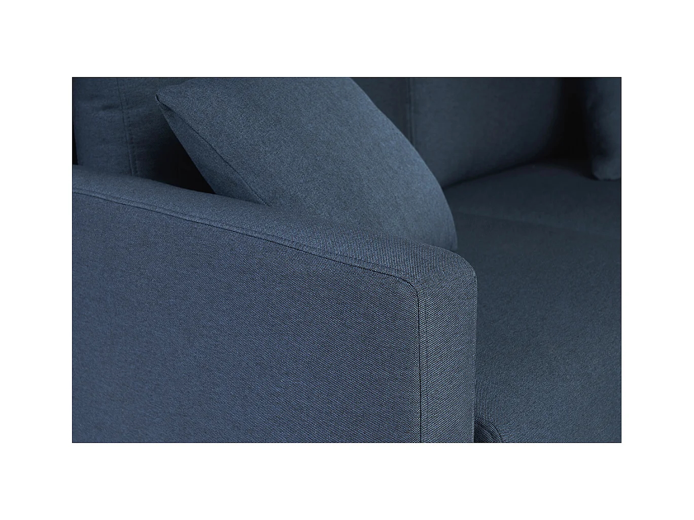 Sofá de 2 plazas de tela azul oscuro y madera oscura MUNIK