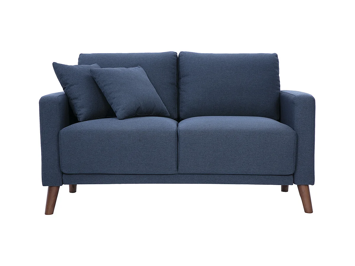 Divano 2 posti in tessuto blu scuro e legno scuro MUNIK