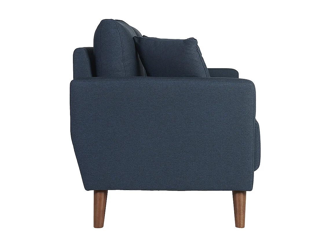 Sofá de 2 plazas de tela azul oscuro y madera oscura MUNIK