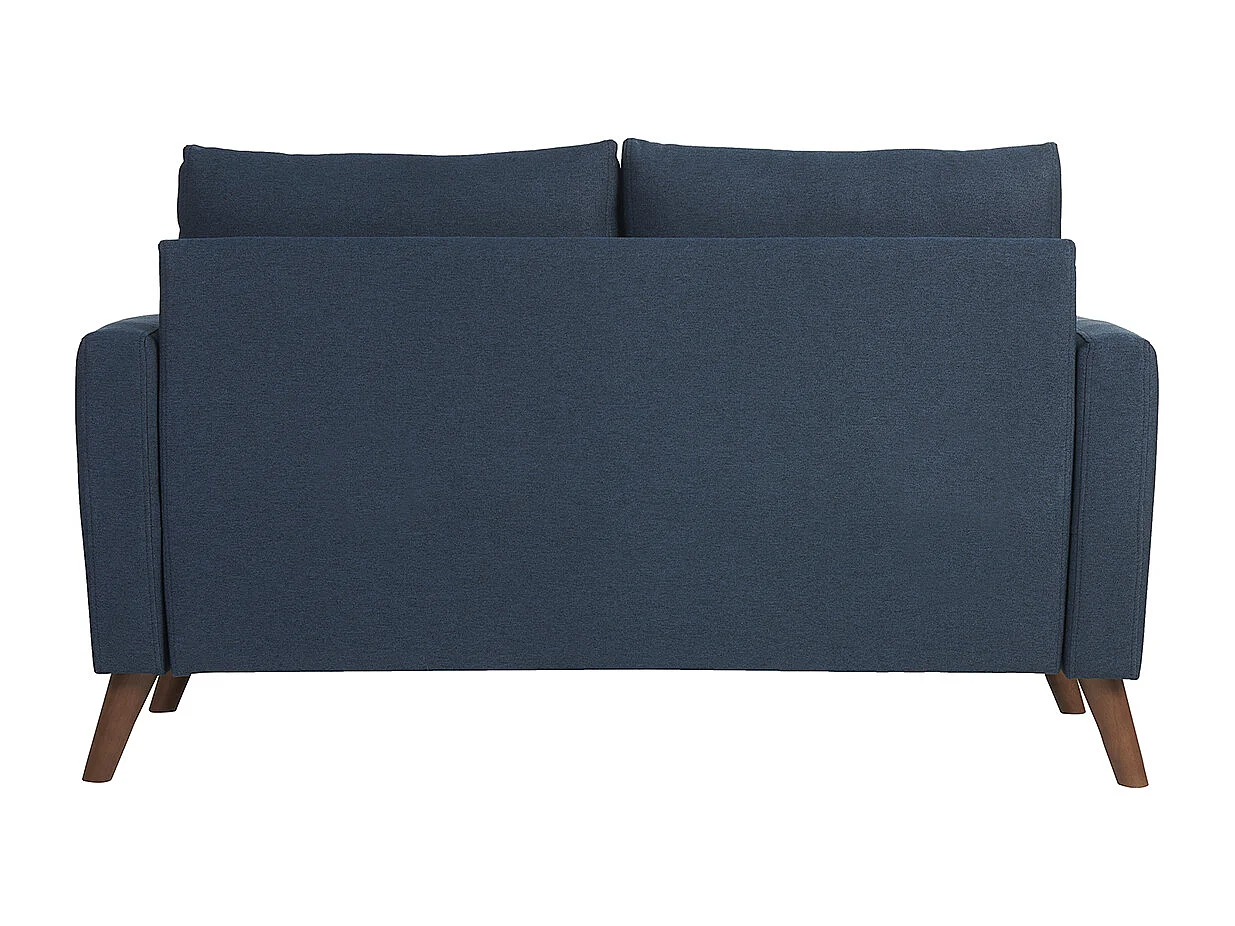Sofá de 2 plazas de tela azul oscuro y madera oscura MUNIK