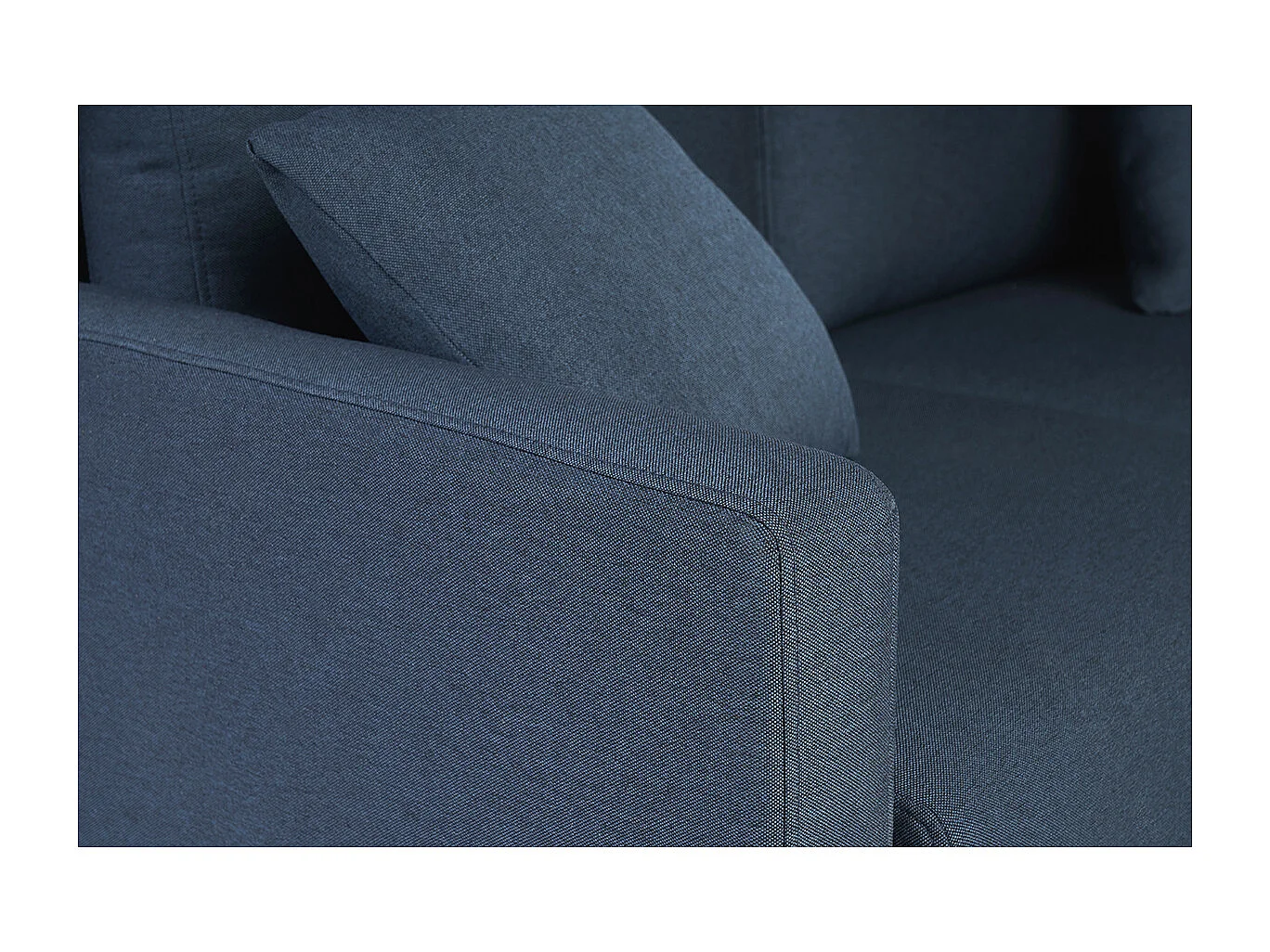 Sofá de 2 plazas de tela azul oscuro y madera oscura MUNIK