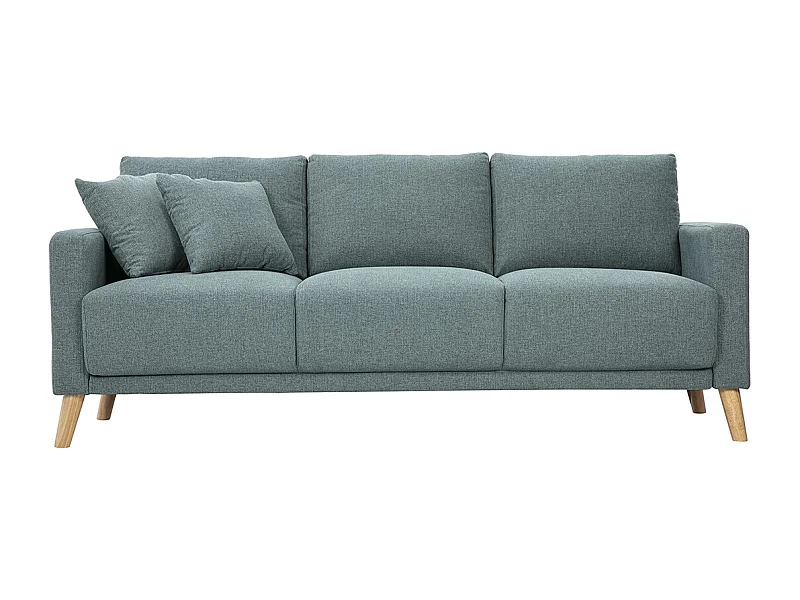 Canapé 3 places en tissu vert de gris et bois clair MUNIK