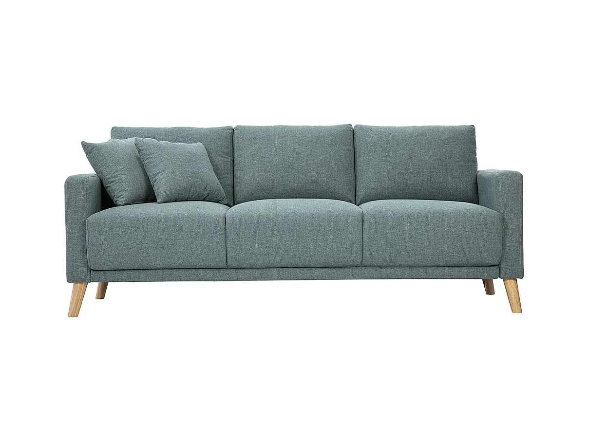 Canapé 3 places en tissu vert de gris et bois clair MUNIK