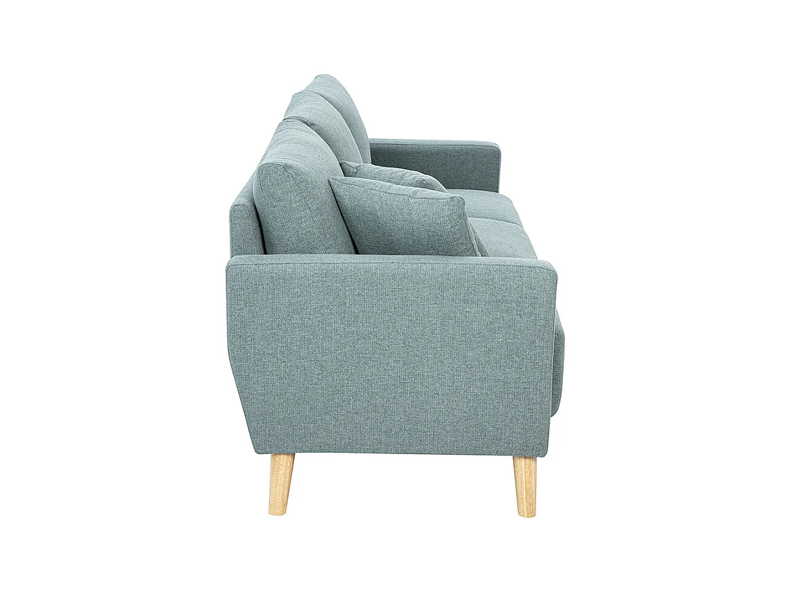 Canapé 3 places en tissu vert de gris et bois clair MUNIK