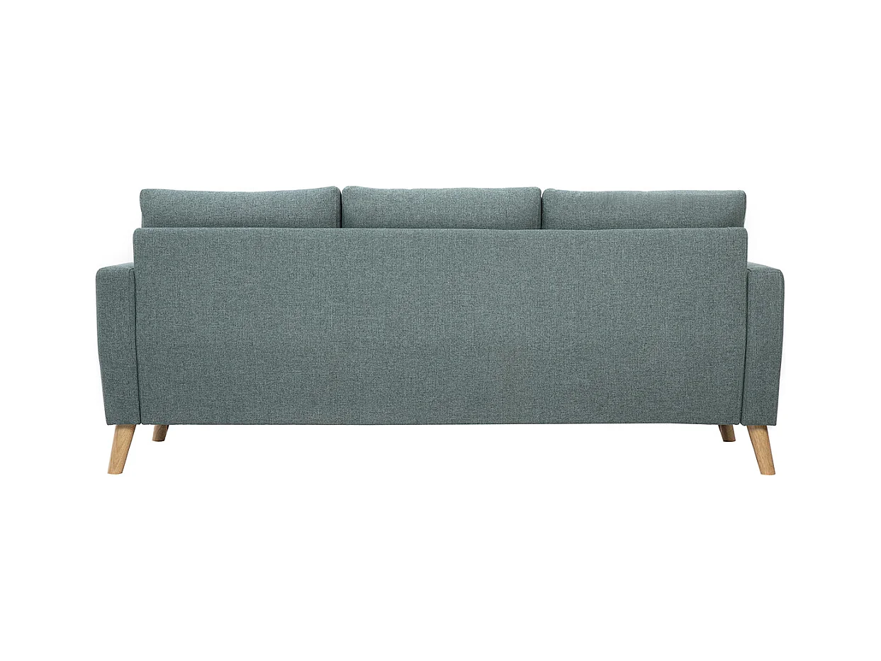 Canapé 3 places en tissu vert de gris et bois clair MUNIK