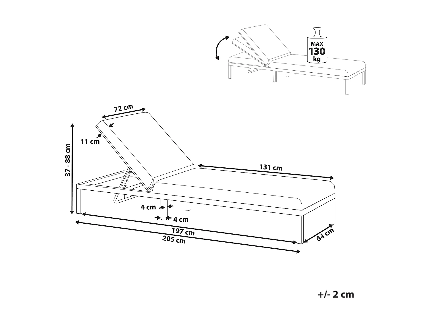 Transat avec coussin LARIANO Métal Beige clair