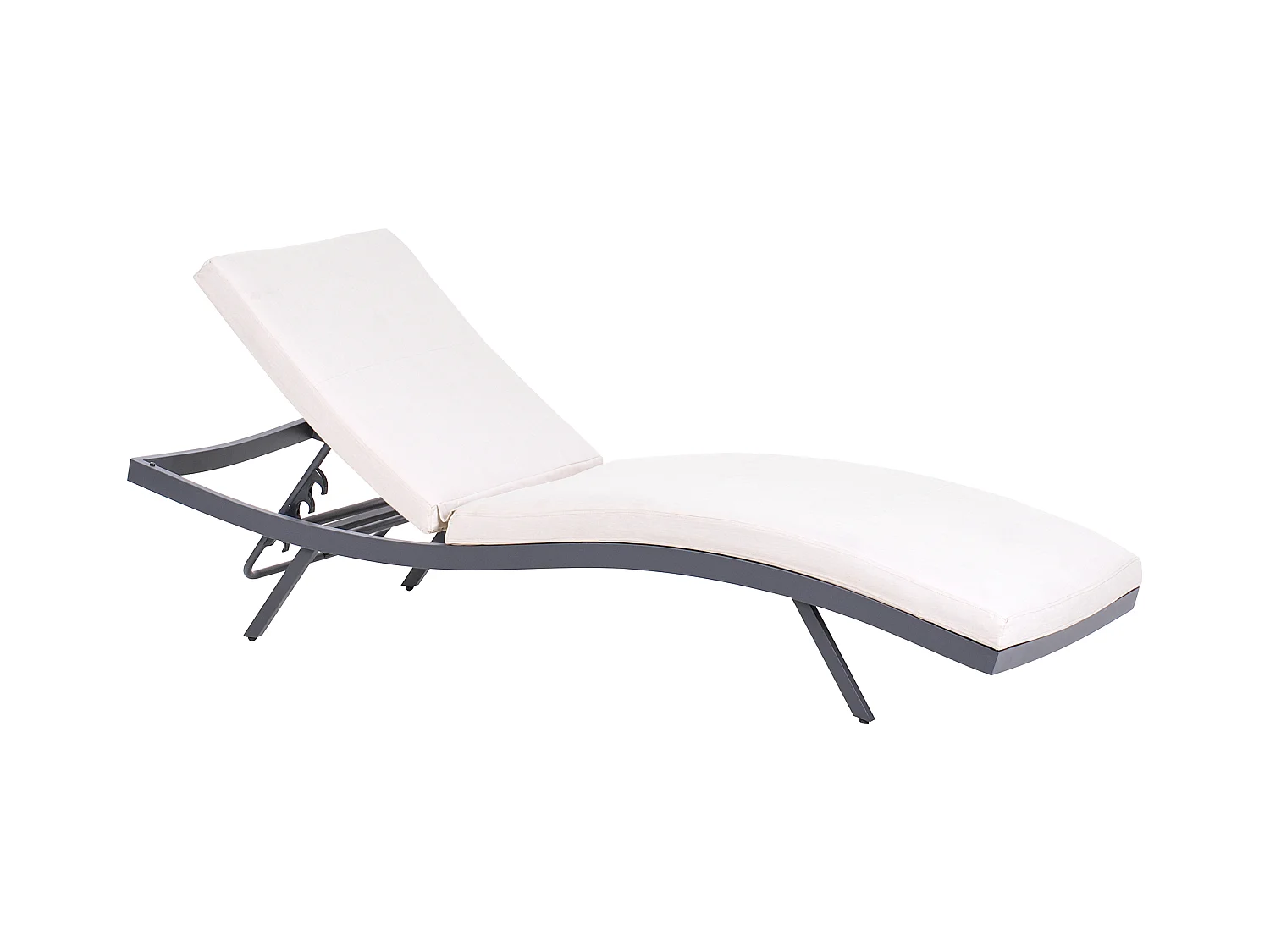 Gartenliege Aluminium schwarz Bespannung beige verstellbares Kopfteil Amelia