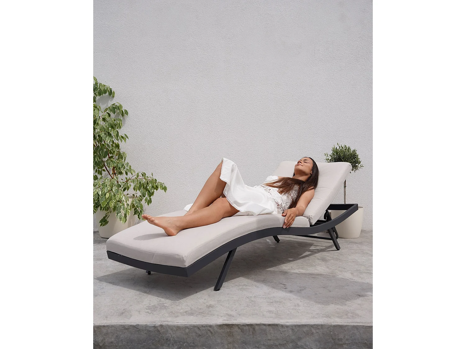 Transat avec coussin AMELIA Métal Beige clair