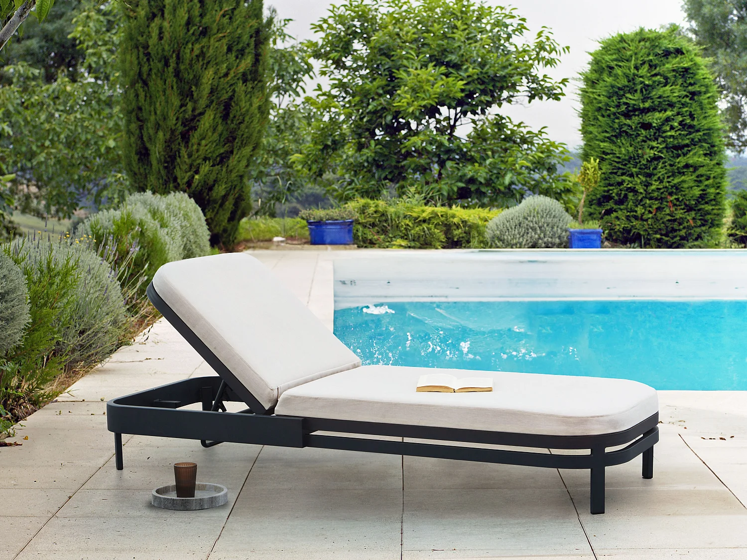 Ligstoel met kussen NETTUNO Metaal Lichtbeige