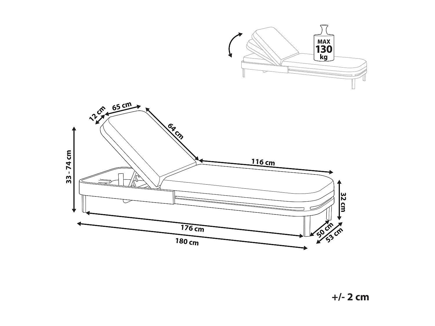 Ligstoel met kussen NETTUNO Metaal Lichtbeige