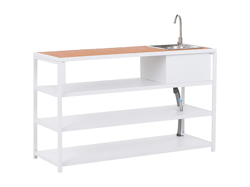 Isla de cocina exterior con fregadero AVETRANA Metal Marrón/Blanco