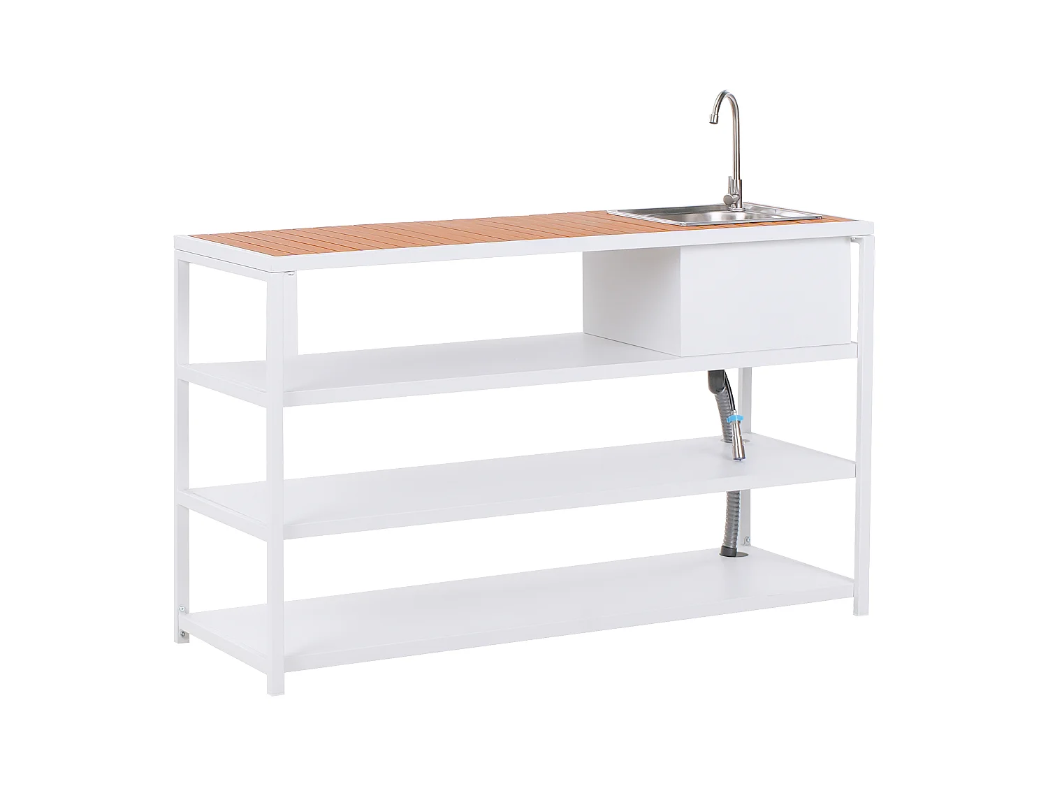 Wyspa kuchenna ogrodowa ze zlewem AVETRANA Metal Biały