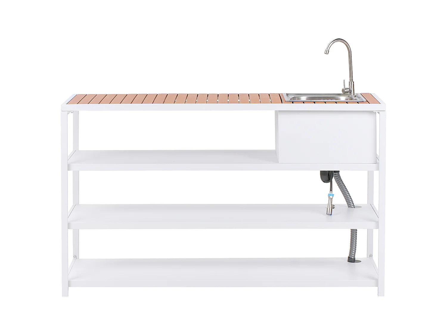 Wyspa kuchenna ogrodowa ze zlewem AVETRANA Metal Biały