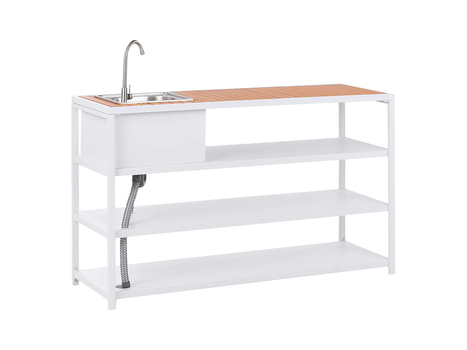 Wyspa kuchenna ogrodowa ze zlewem AVETRANA Metal Biały