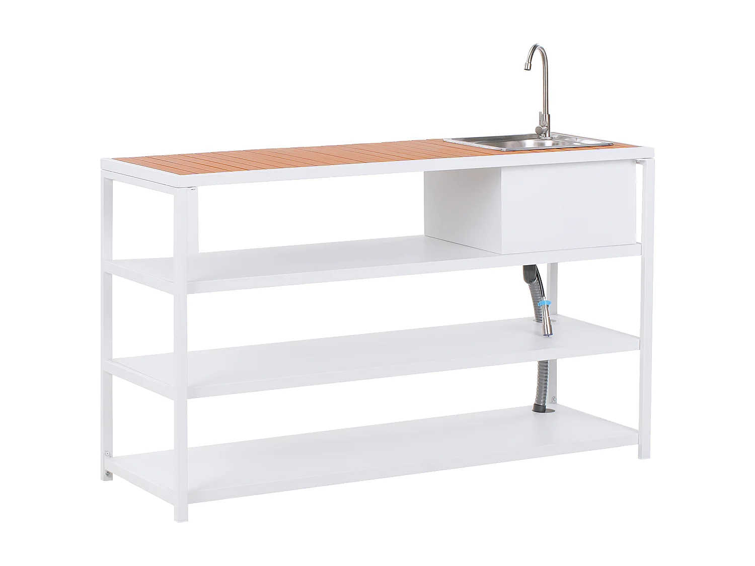 Ilot de cuisine extérieure avec évier AVETRANA Métal Marron/blanc