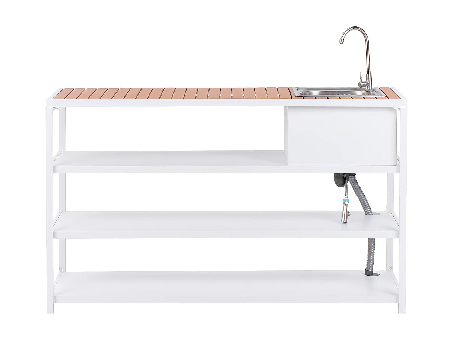 Wyspa kuchenna ogrodowa ze zlewem AVETRANA Metal Biały