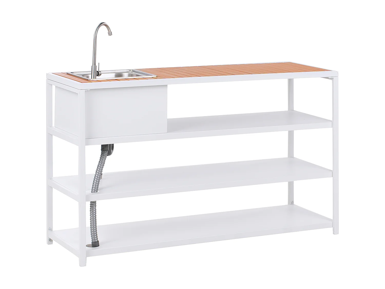 Wyspa kuchenna ogrodowa ze zlewem AVETRANA Metal Biały