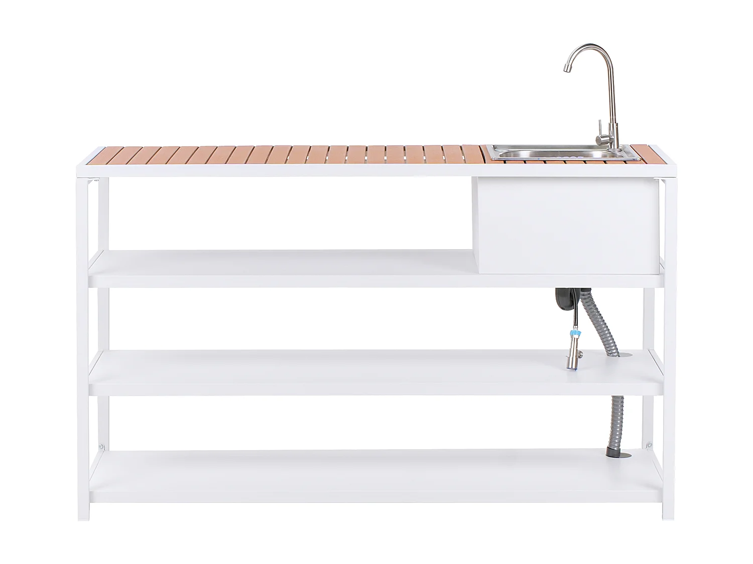 Ilot de cuisine extérieure avec évier AVETRANA Métal Marron/blanc